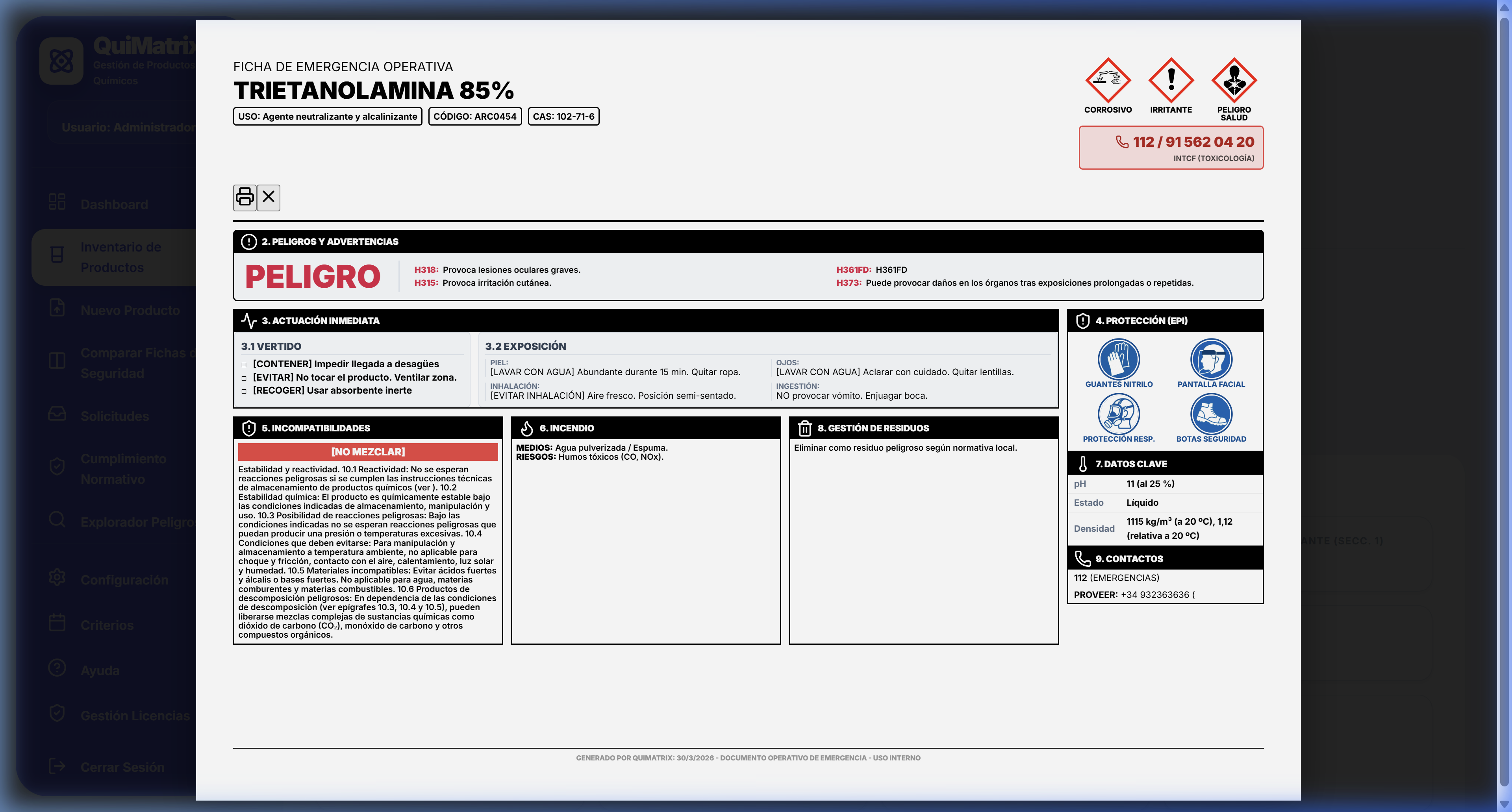 Ficha de Emergencia Administrador